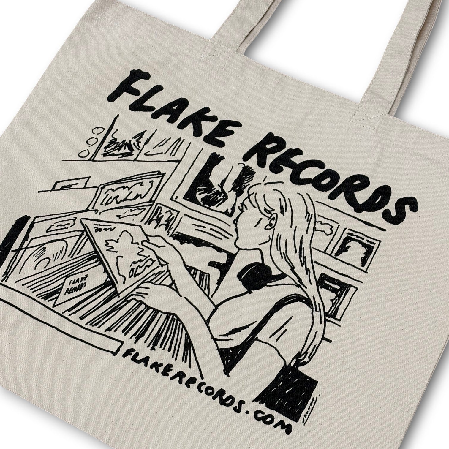 FLAKE RECORDS / AT A RECORD STORE TOTE BAG  DESIGNED BY WALNUT