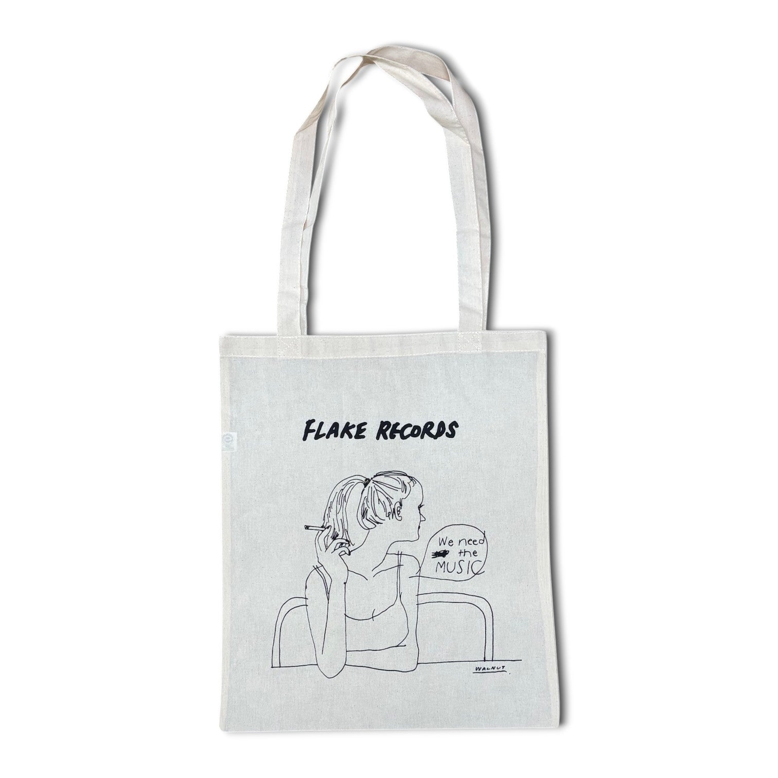 FLAKE RECORDS / WE NEED THE MUSIC TOTE BAG  DESIGNED BY WALNUT