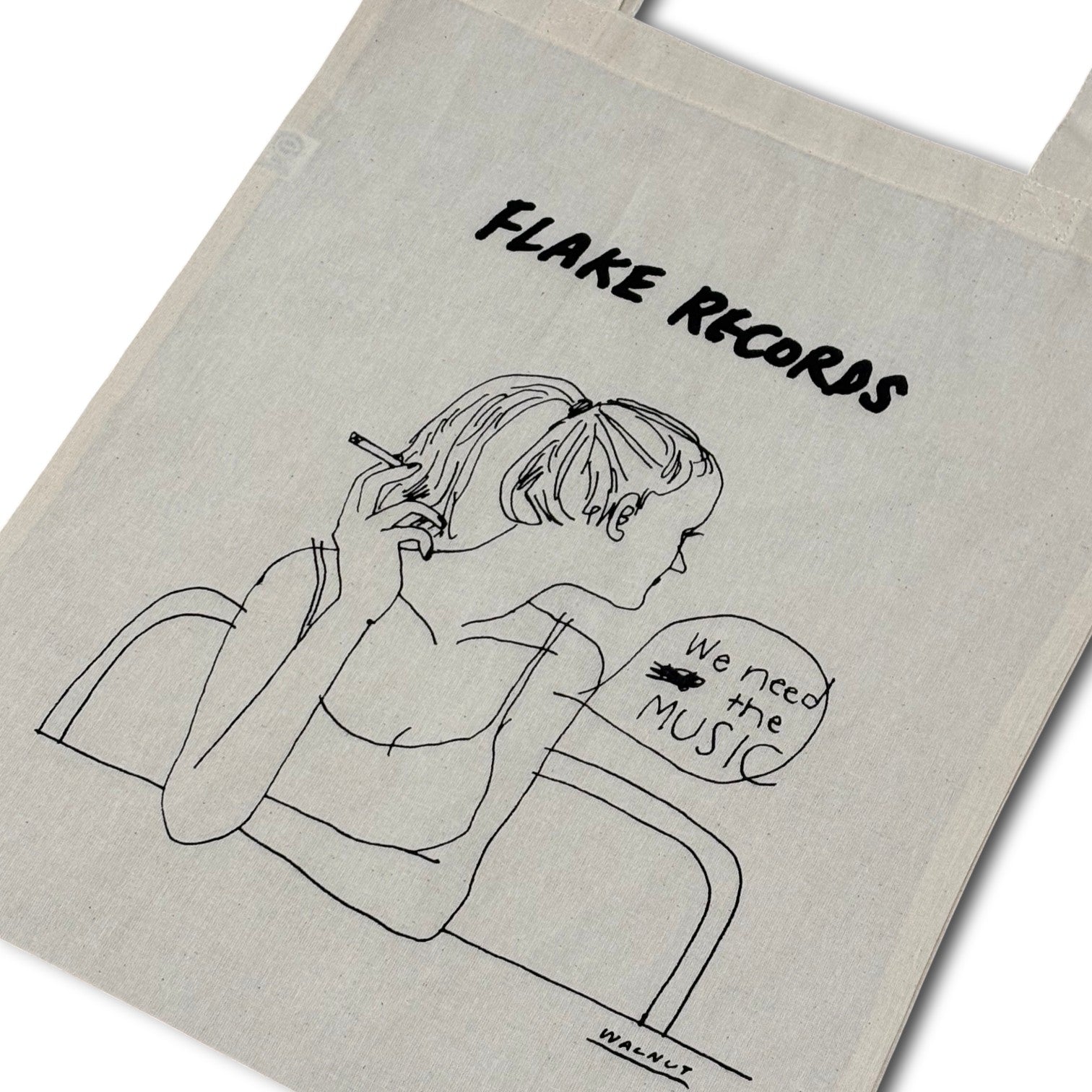 FLAKE RECORDS / WE NEED THE MUSIC TOTE BAG  DESIGNED BY WALNUT