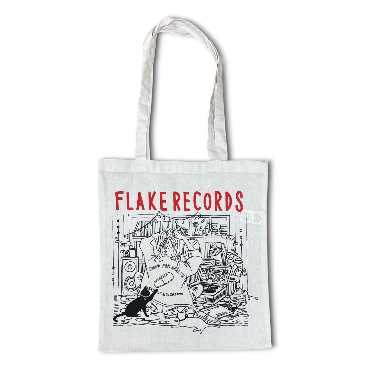 FLAKE RECORDS / LIVING WITH MUSIC TOTE BAG  DESIGNED BY ENNA YAMASHIRO