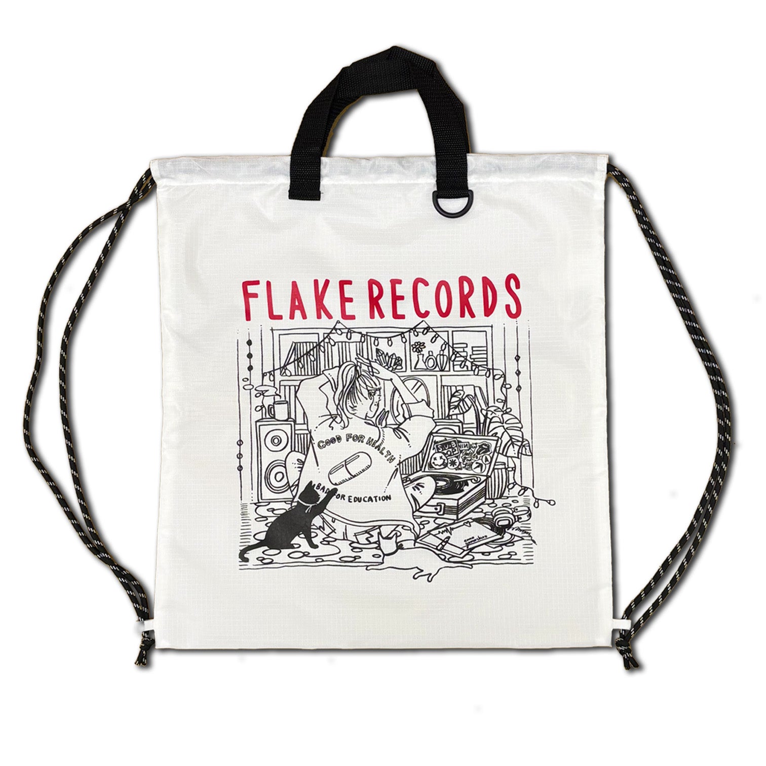 FLAKE RECORDS DESIGNED BY ENNA YAMASHIRO / LIVING WITH MUSIC RIPSTOP GYMSACK