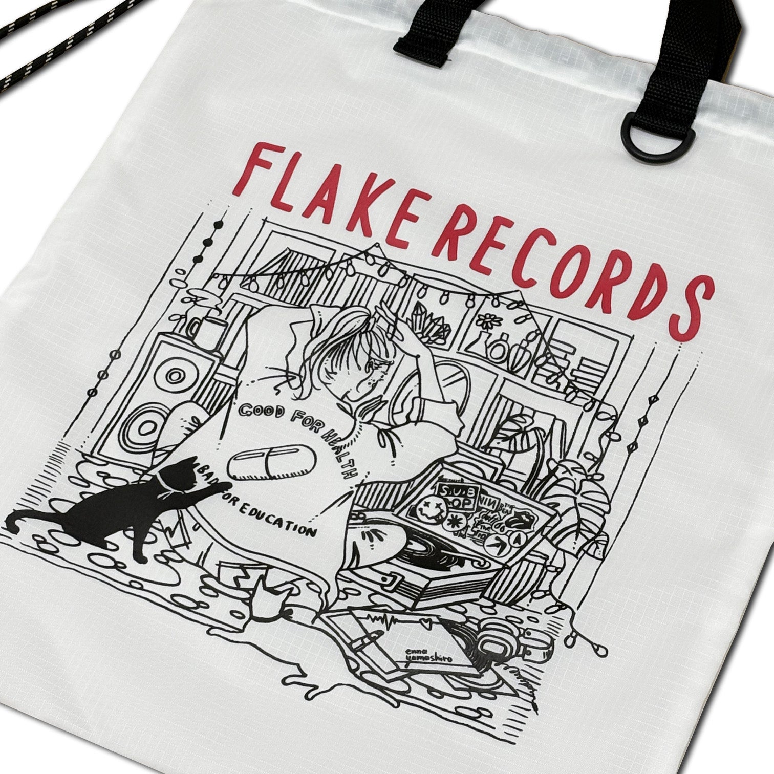 FLAKE RECORDS DESIGNED BY ENNA YAMASHIRO / LIVING WITH MUSIC RIPSTOP GYMSACK
