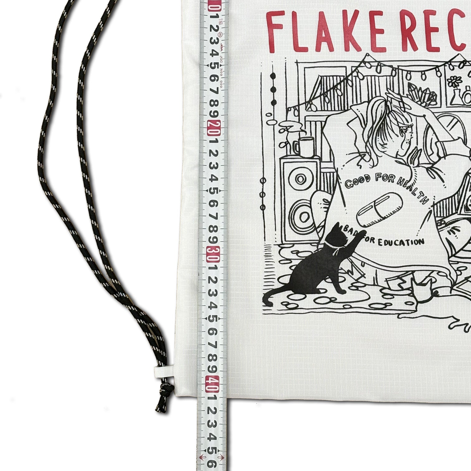 FLAKE RECORDS DESIGNED BY ENNA YAMASHIRO / LIVING WITH MUSIC RIPSTOP GYMSACK