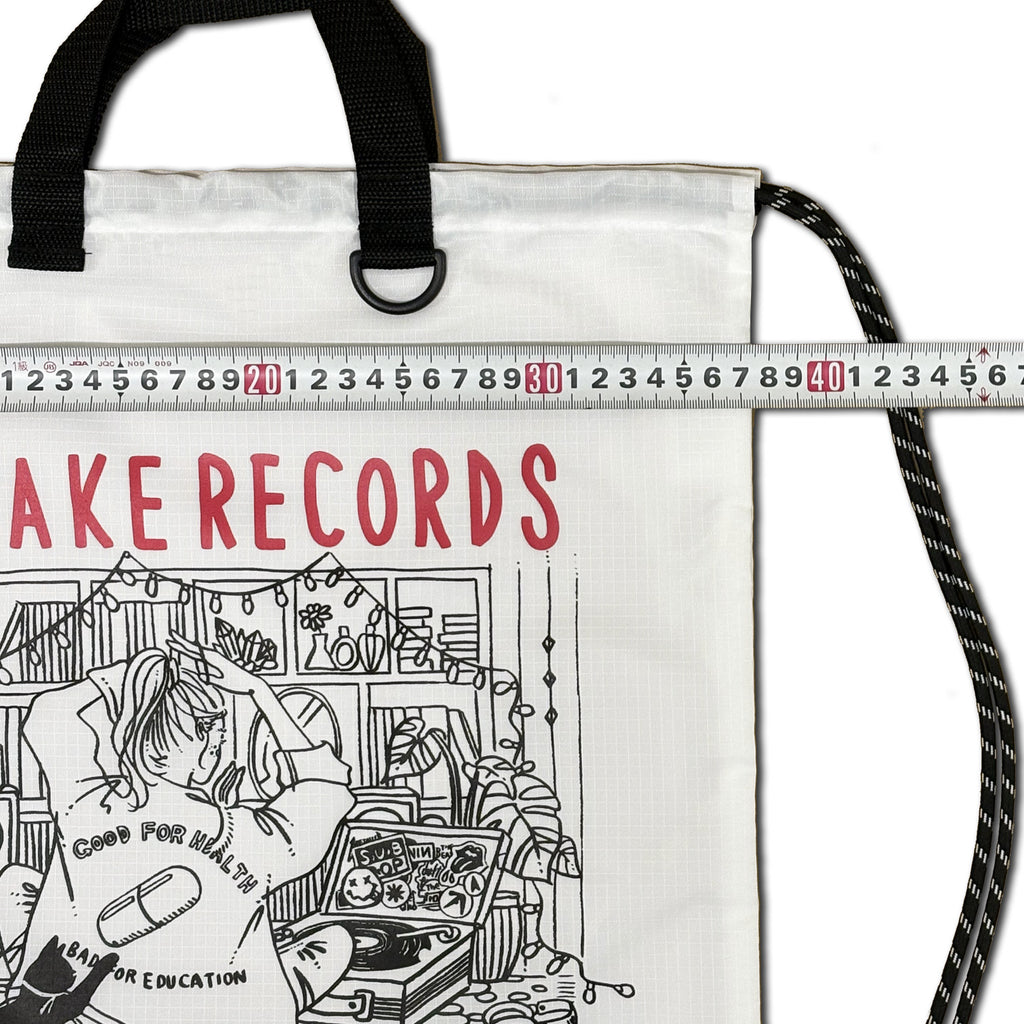 FLAKE RECORDS DESIGNED BY ENNA YAMASHIRO / LIVING WITH MUSIC RIPSTOP GYMSACK
